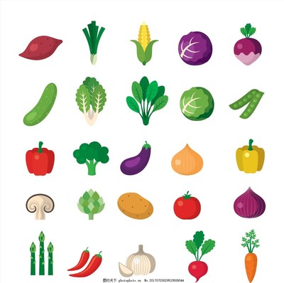 各種蔬菜,可愛 手繪 卡通 食材 生活 圖標(biāo) 矢量-
